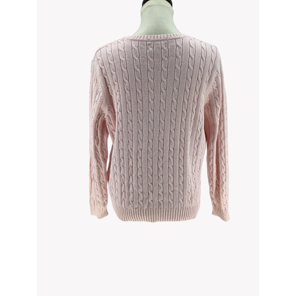 Eddie Bauer Pink Cable Knit Cardigan Sweater Stretch Buttons Womens Size Est L - Picture 4 of 10